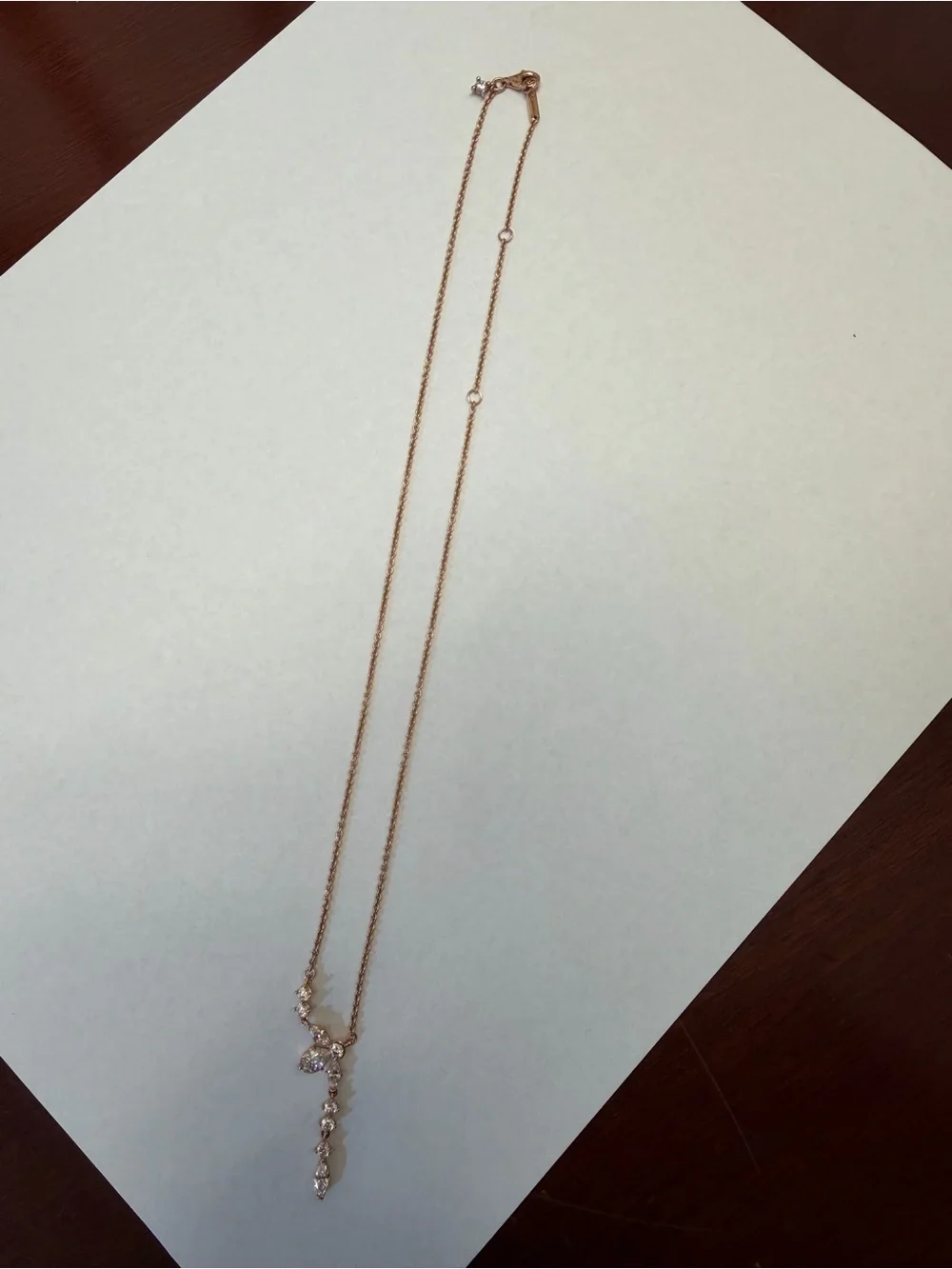 Pandora Rose Gold Drop Necklace with Clear Stones - Picture 4 of 4